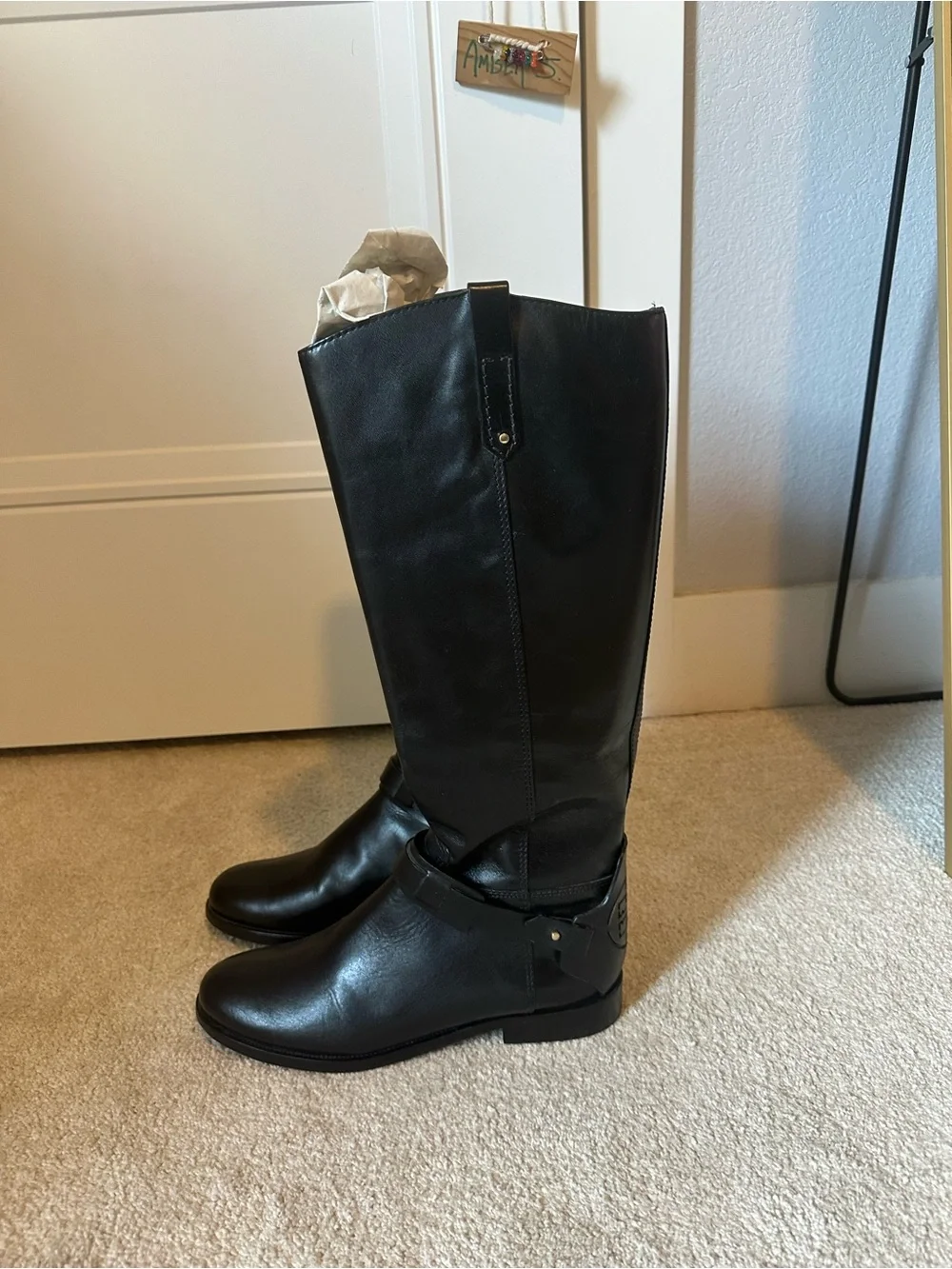 Tory Burch Black Leather Over-the-Knee Riding Boots